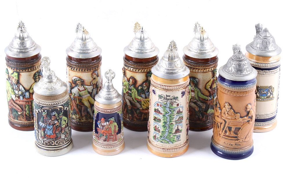 Appraisal: Collection Of Handar Beit German Beer Steins Included in this