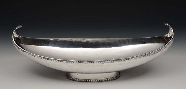 Appraisal: A NORWEGIAN SILVER FRUIT BOWL of stylised boat shaped form