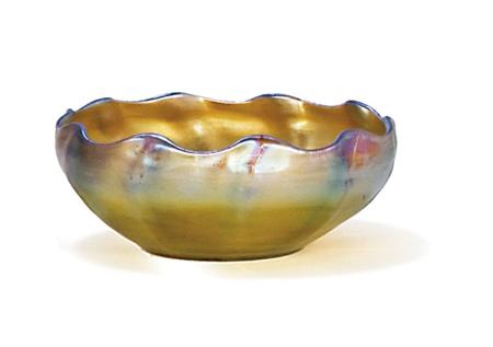 Appraisal: Tiffany Favrile Ribbed Glass Bowl Estimate -