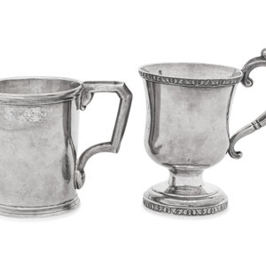 Appraisal: Two American Coin Silver Mugs Various Makers th Century comprising