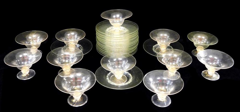 Appraisal: Set of twelve Venetian glass footed bowls and sixteen underplates