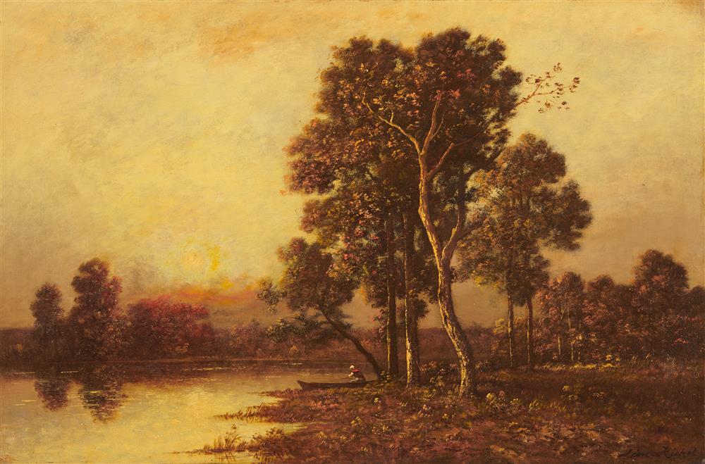 Appraisal: LEON RICHET French - Sunset Gold oil on canvas signed