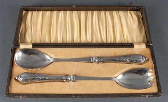 Appraisal: English sterling-silver-handled salad serving set maker ''CHB '' Sheffield -