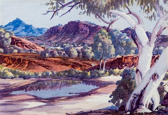 Appraisal: Albert Namatjira Australian - Landscape Scene Albert Namatjira Australian -