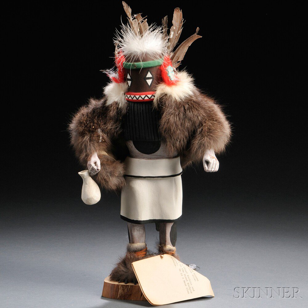 Appraisal: Contemporary Carved Wood Bear Kachina by Gino Youvella ht in