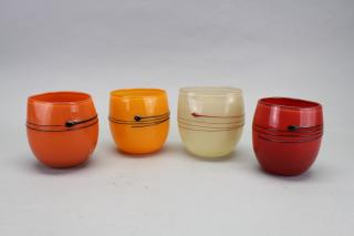 Appraisal: Artist Signed Hand Blown Glass Cups Artist Signed Hand Blown