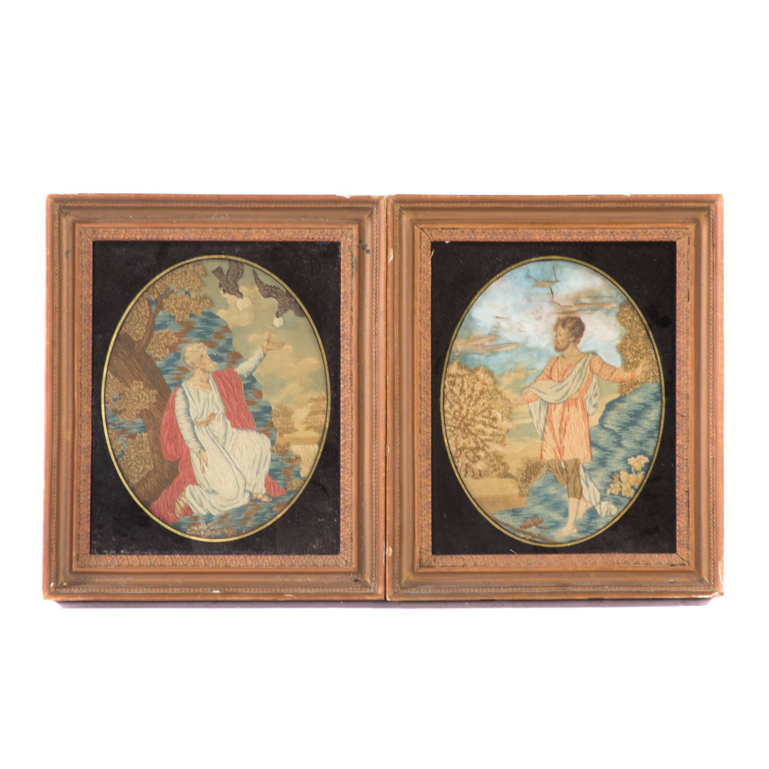 Appraisal: Two English religious needleworks first quarter- th century including Elijah