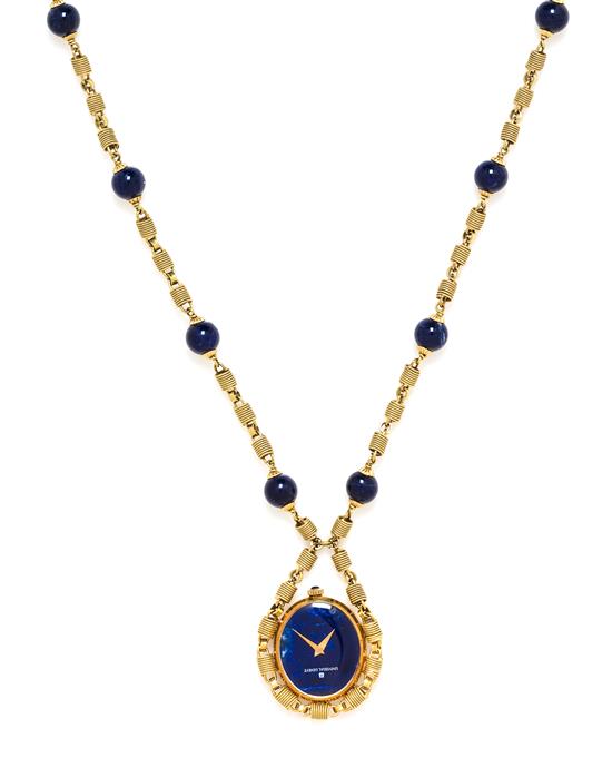 Appraisal: Sale Lot An Karat Yellow Gold and Sodalite Watch Pendant