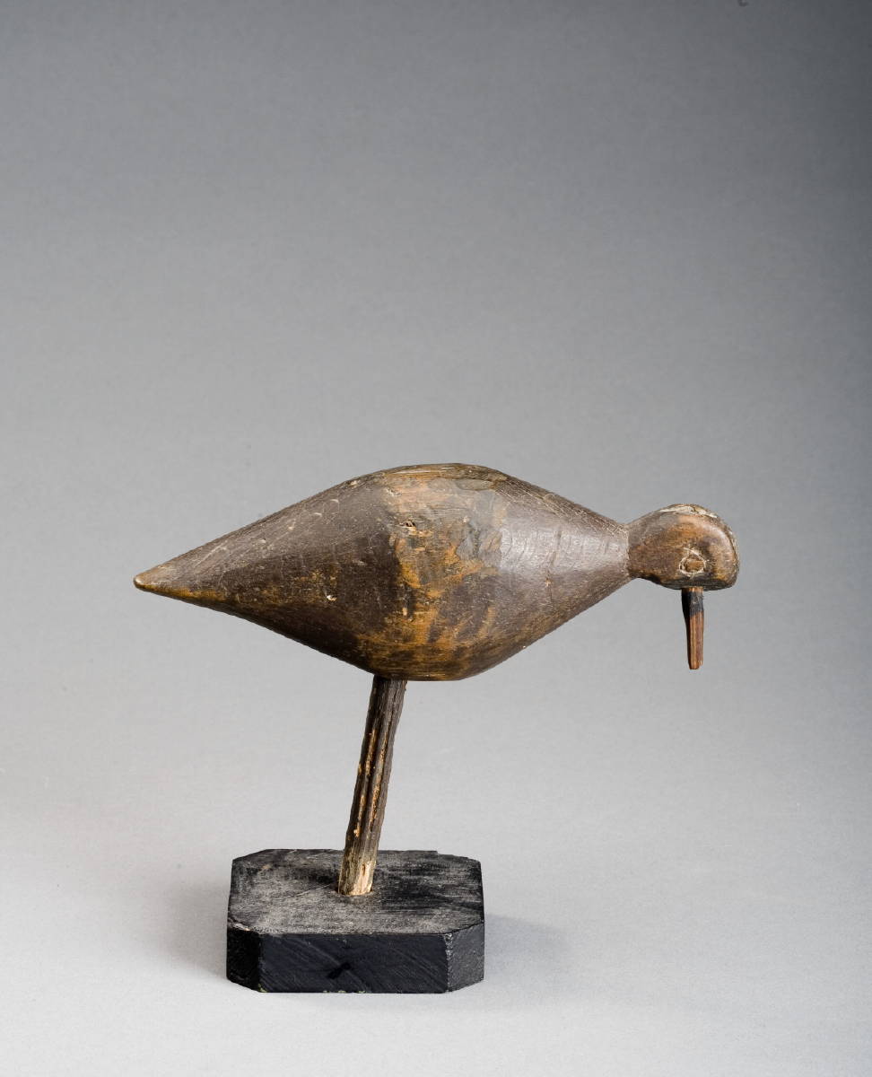 Appraisal: CARVED AND PAINTED SHOREBIRD DECOY WITH CARVED EYES CIRCA Length