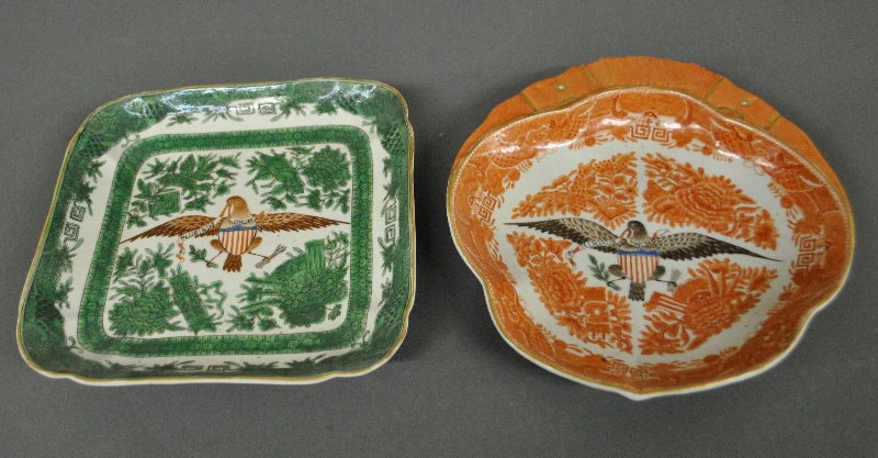 Appraisal: - Two Fitzhugh style shrimp dishes with eagle emblem x