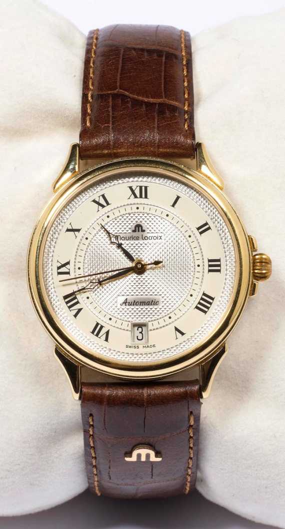 Appraisal: GENTLEMAN'S WRISTWATCH AUTOMATIC MAURICE LACROIX s Steel partially gold-plated Ref