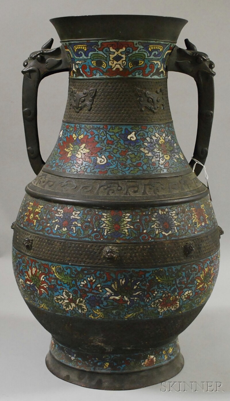 Appraisal: Large Chinese Bronze Cloisonne Vase ht in