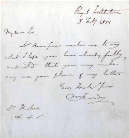 Appraisal: piece Autograph Letter Signed Faraday Michael London July p mo