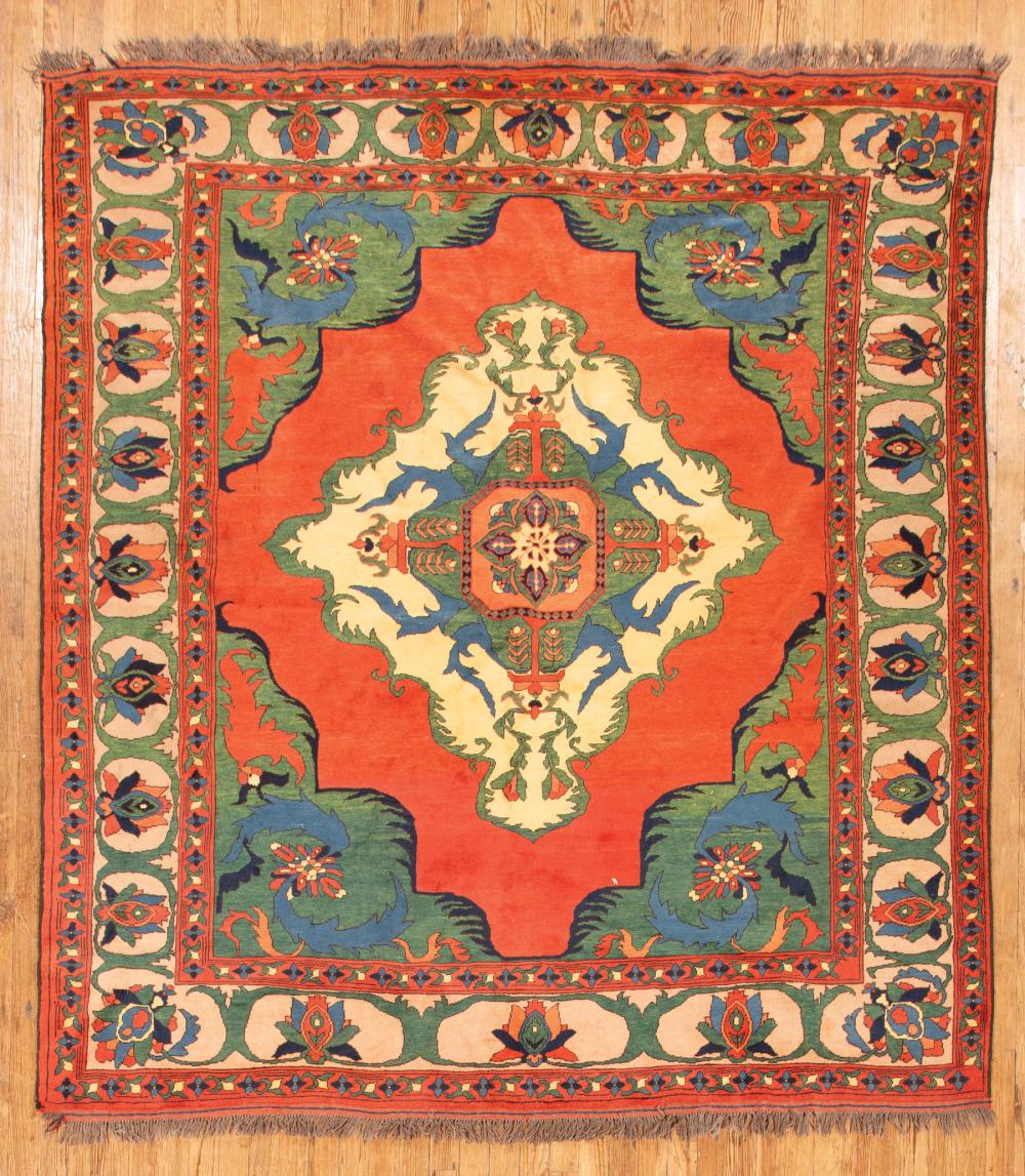 Appraisal: Persian Carpet central medallion and spandrels ft in x ft