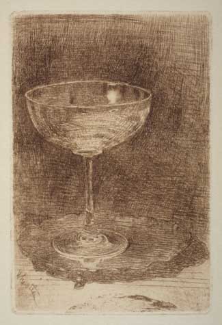 Appraisal: JAMES A M WHISTLER The Wine-Glass Etching printed in sepia