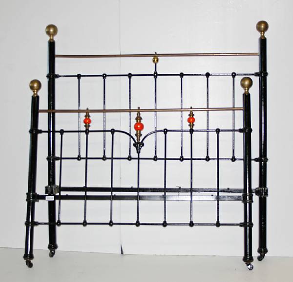 Appraisal: A French iron and brass mounted bed th century height