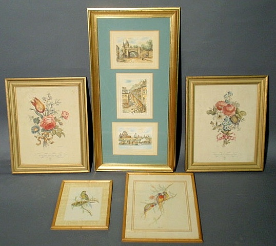 Appraisal: Group of framed prints of birds and flowers