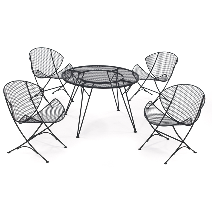 Appraisal: Mario Tempestini table and four chairs by Salterini wrought iron