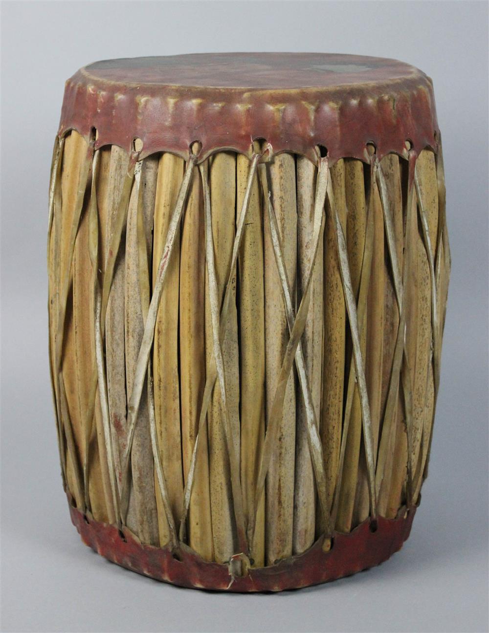 Appraisal: NATIVE AMERICAN STYLE HIDE LACED DRUM top head paint decorated