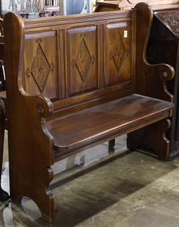 Appraisal: Spanish style bench Spanish style bench having a carved and