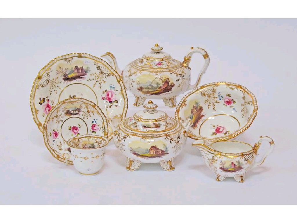 Appraisal: A TH CENTURY ROCKINGHAM-STYLE TEA SERVICE the white ground decorated