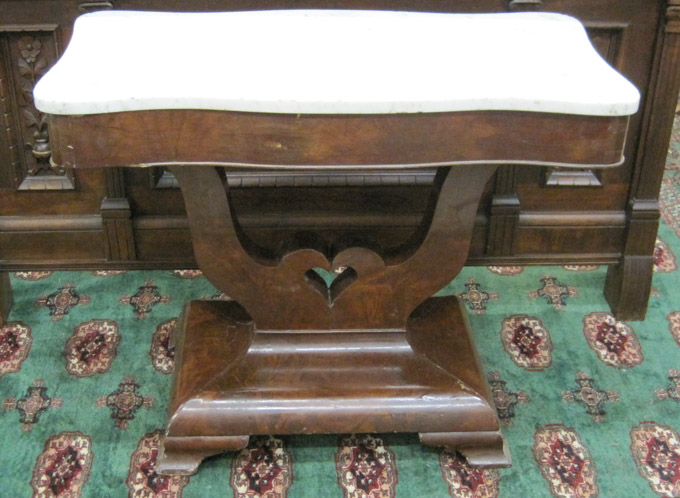 Appraisal: LATE CLASSICISM MAHOGANY CONSOLE TABLE American c - with conformingly