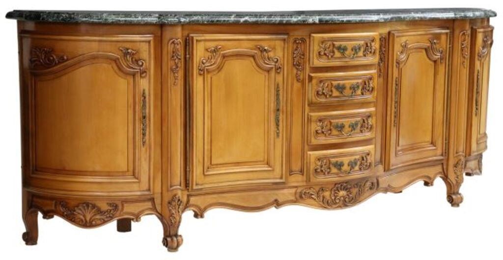 Appraisal: French Louis XV style fruitwood sideboard th c having shaped