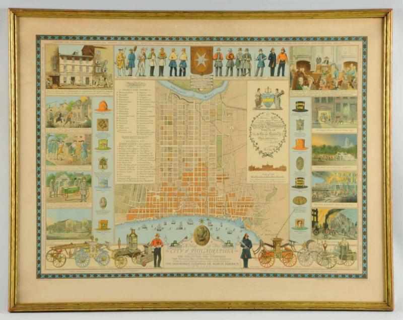 Appraisal: Map of Philadelphia City Suburb Fire Companies First edition Framed