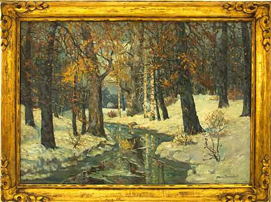 Appraisal: Paul John Bettinger Ohio - WINTER LANDSCAPE oil on canvas