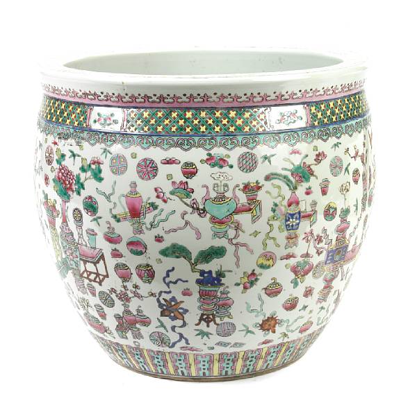 Appraisal: A Chinese famille rose enameled porcelain fish bowl-shaped planter height