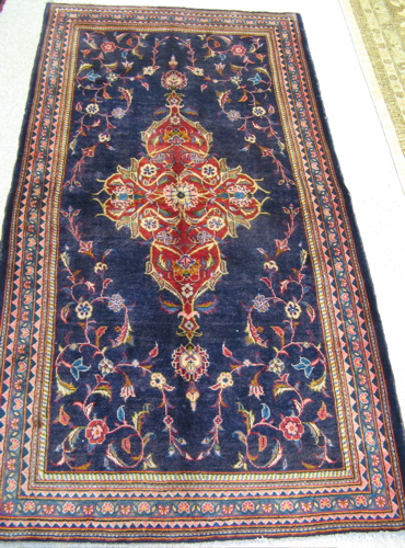 Appraisal: TWO HAND KNOTTED PERSIAN AREA RUGS ' x ' blue