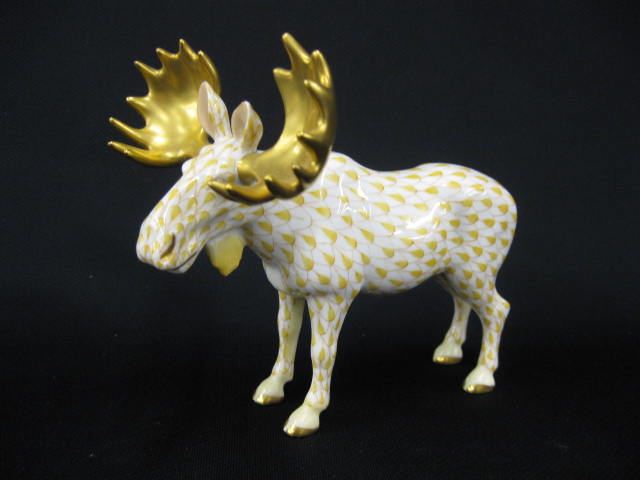 Appraisal: Herend Porcelain Fishnet Figurine of a Moose ' tall long