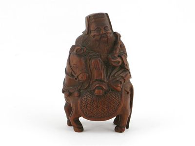 Appraisal: A Chinese carved bamboo model of Zhang Gualao mounted on