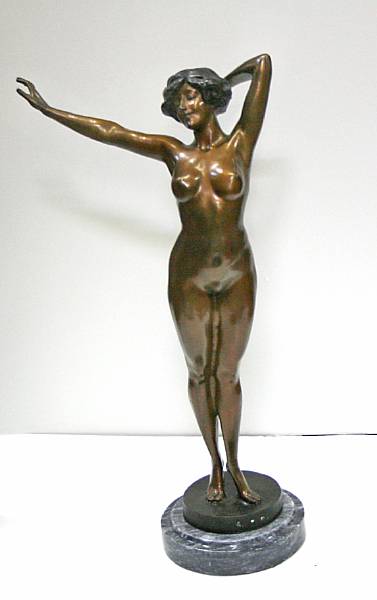 Appraisal: A patinated bronze figure of a nude after P Philippe