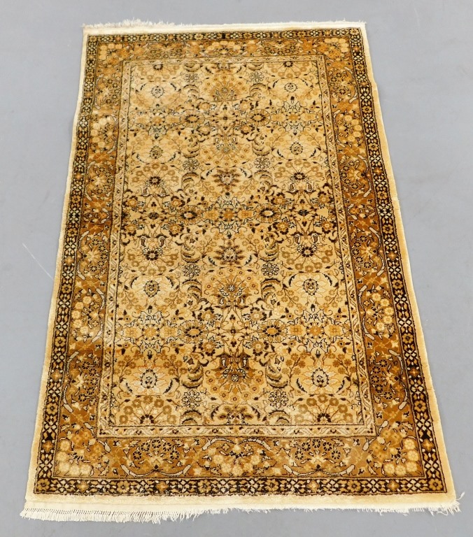 Appraisal: CHINESE IVORY GOLD FLORAL RUG China th Century Flower and