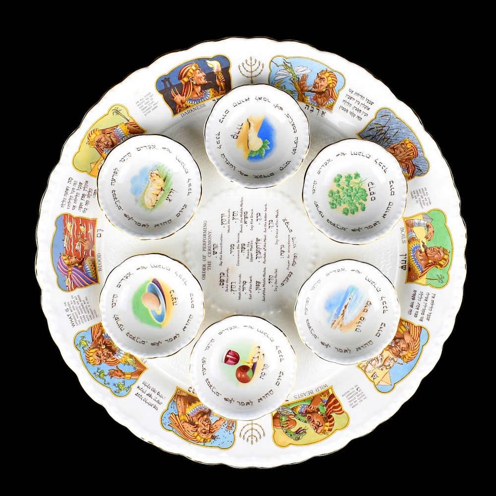 Appraisal: Royal Cauldon Seder Dish Vintage Royal Cauldon Porcelain Seven Piece