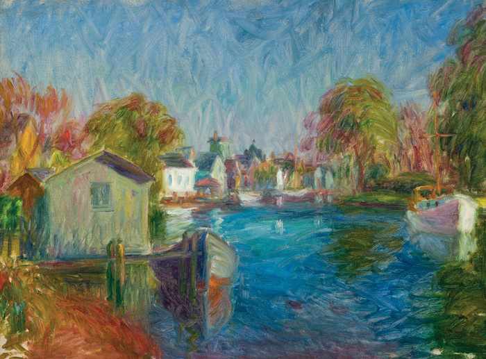 Appraisal: WILLIAM GLACKENS American - ''Brewster's Creek'' Bayshore Long Island oil