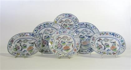 Appraisal: Group of Davenport polychrome and blue transfer decorated stoneware England