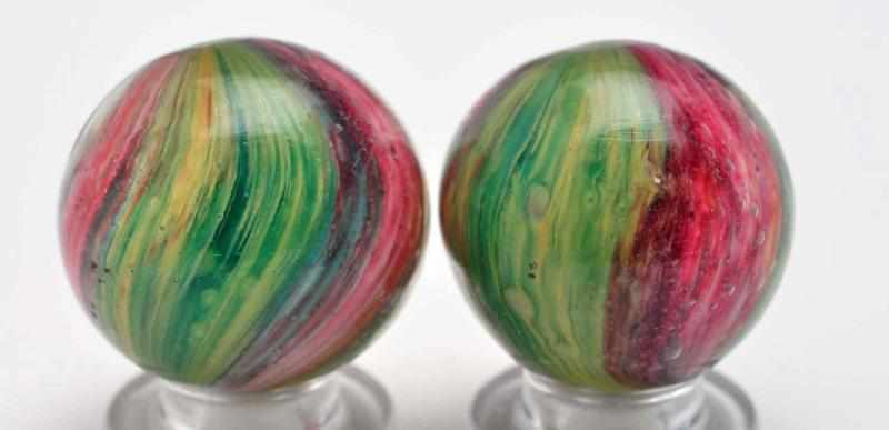 Appraisal: Lot of -Paneled Onionskin Marbles Description Great colored onionskins in