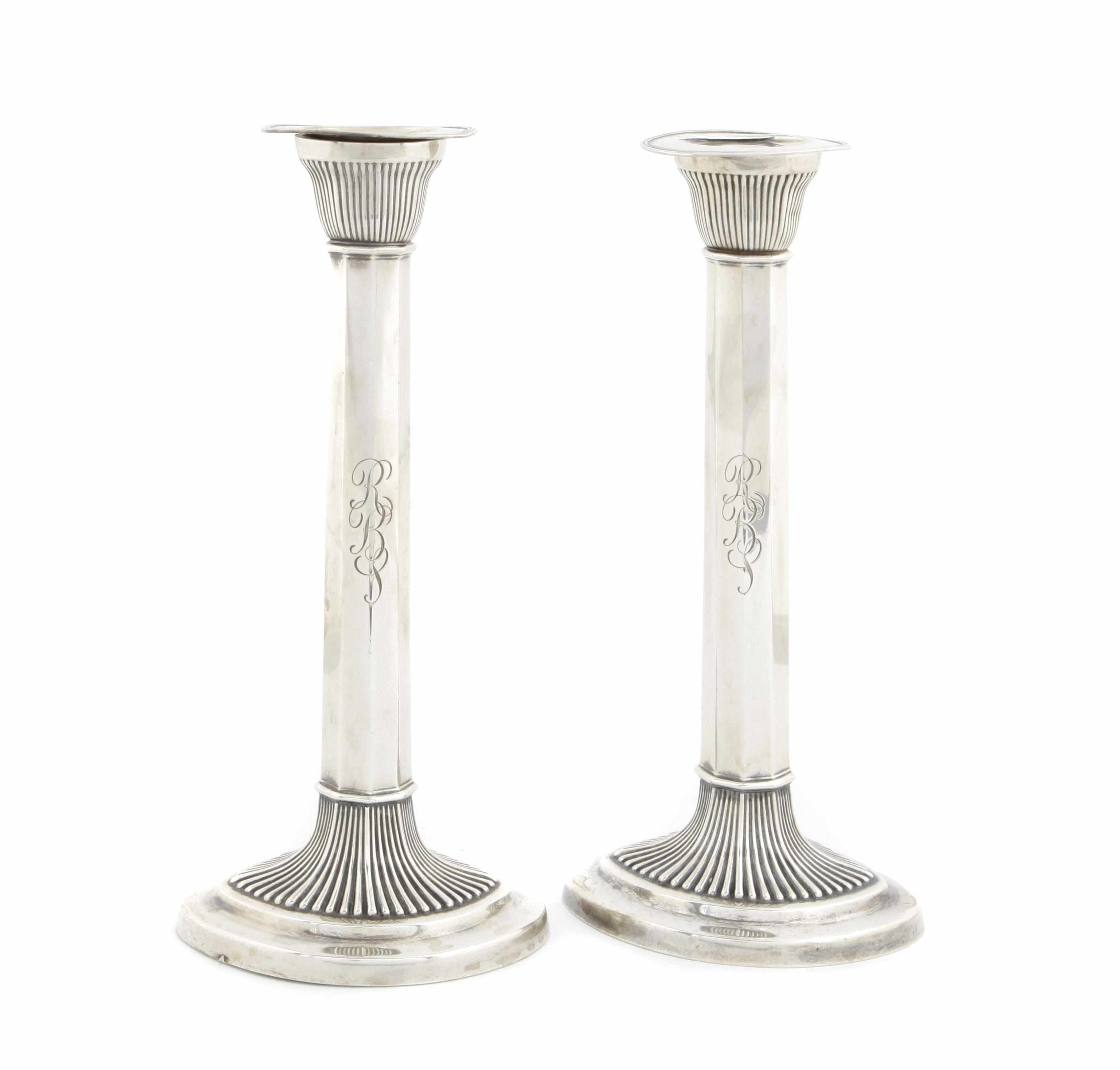 Appraisal: A pair of Gorham sterling silver 'Stafford' candlesticks Each with