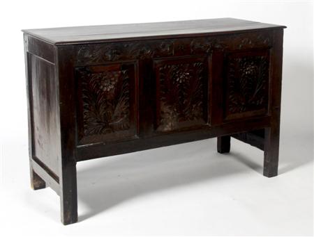 Appraisal: An adapted th century coffer the moulded rectangular lidded top