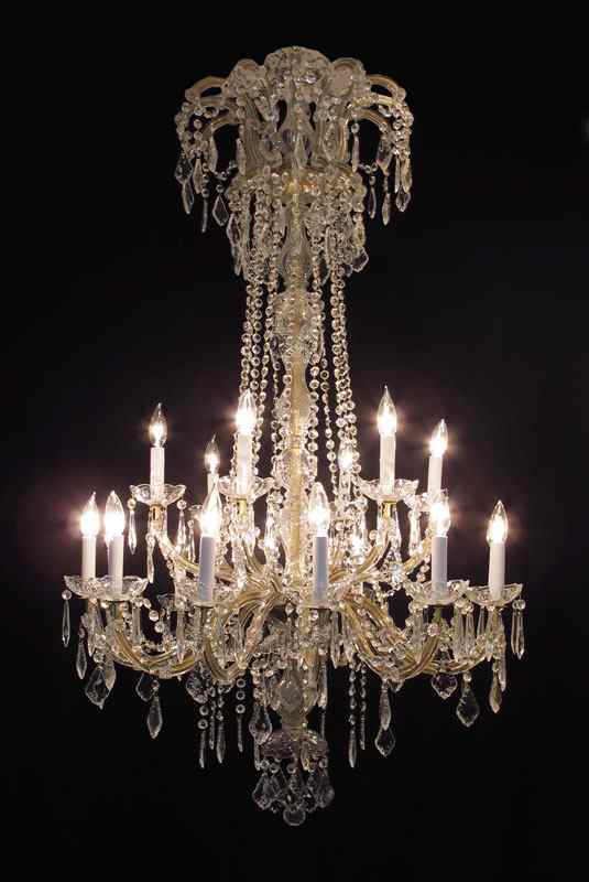 Appraisal: A MOST IMPRESSIVE LIGHT CRYSTAL CHANDELIER Almost feet tall dripping