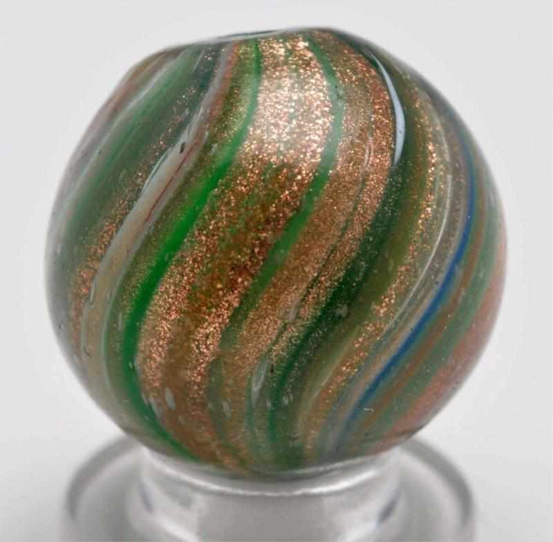 Appraisal: Onionskin Lutz Marble Description White primarily green and blue with