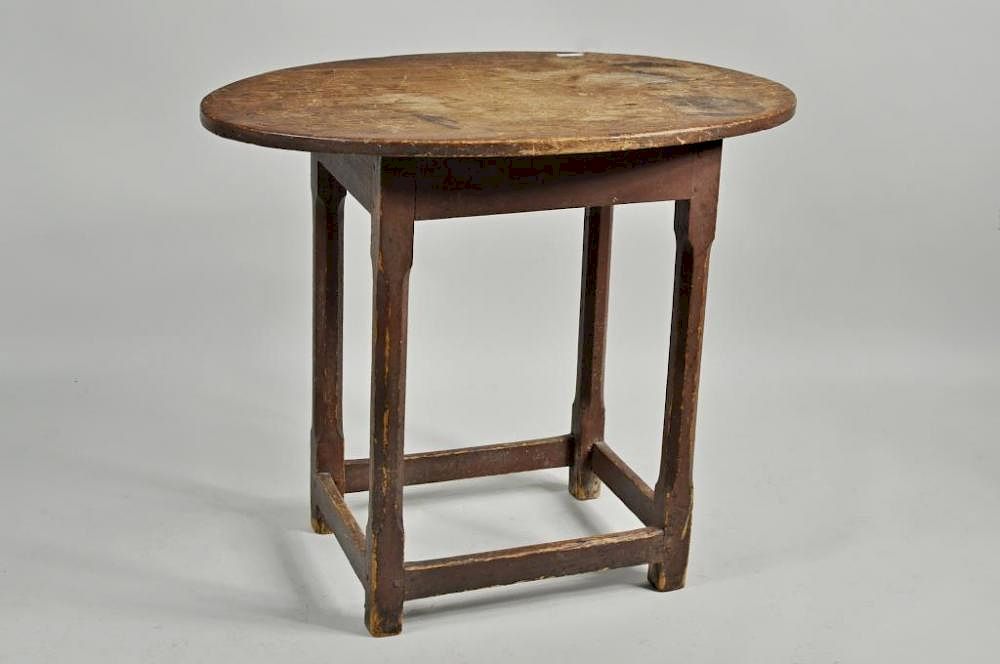 Appraisal: Oval Top Stretcher Base Tavern Table New England maple and