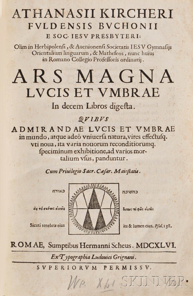 Appraisal: Kircher Athanasius - Ars Magna Lucis et Umbrae Rome Scheus