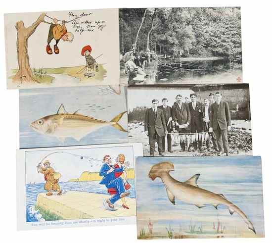 Appraisal: Postcards - albums of postcards with angling subjects c examples