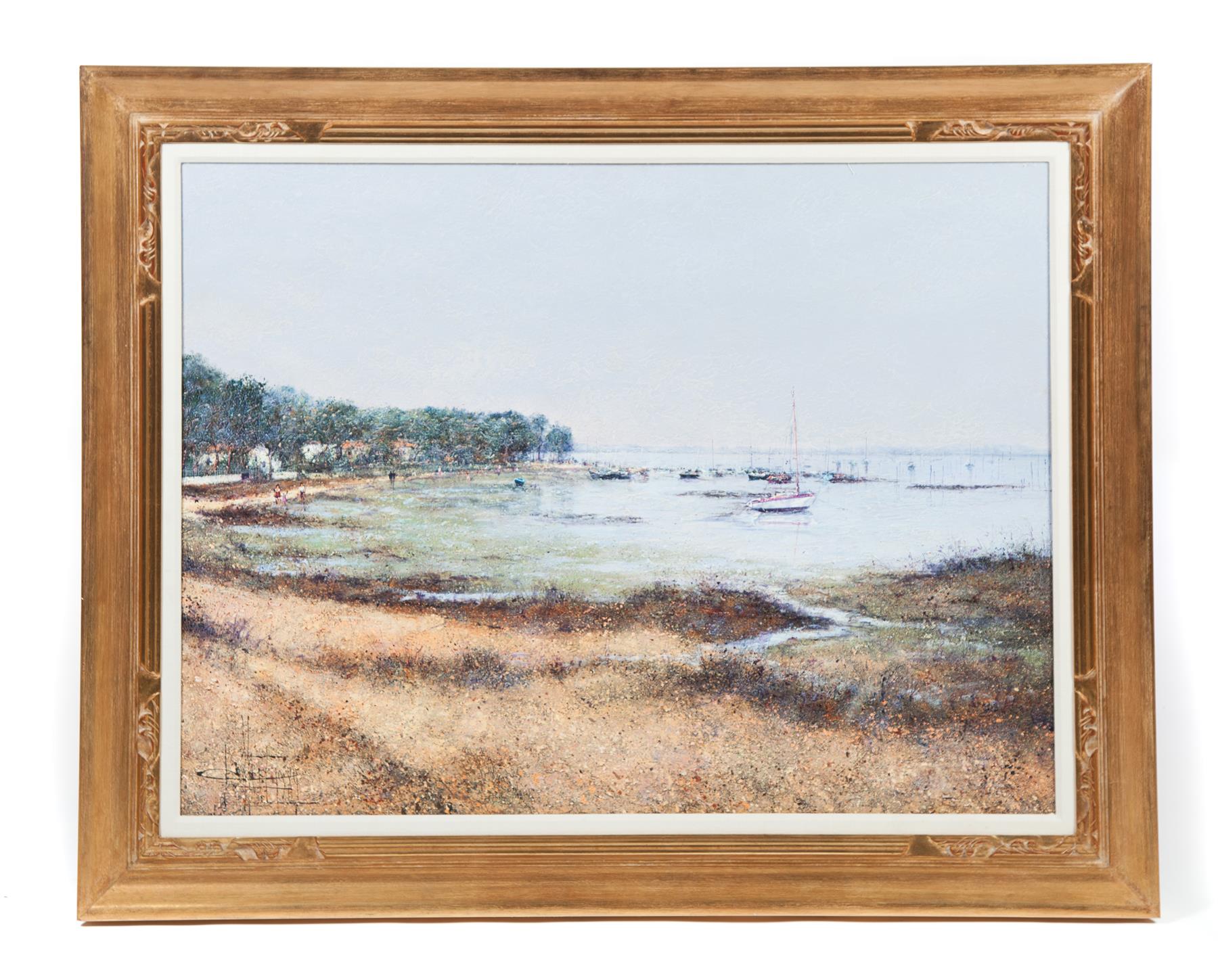 Appraisal: FRAMED OIL ON CANVAS LANDSCAPE SIGNED Le CAP FERRET ON