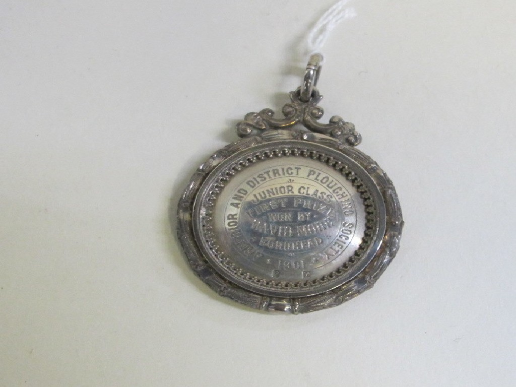 Appraisal: Cased silver ploughing award medal dated