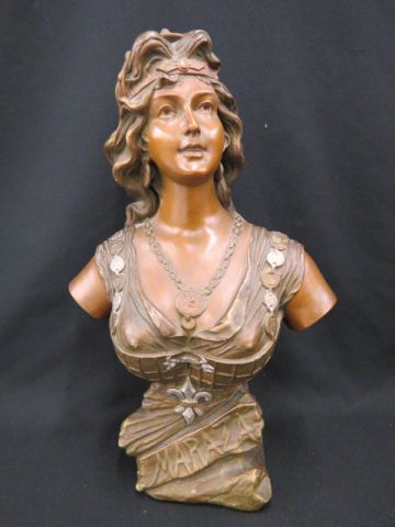 Appraisal: Victorian Bronzed Plaster Bust Maraza French woman artist signed A