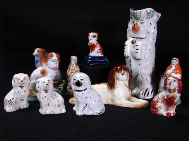 Appraisal: Group of Staffordshire Type Porcelain including English spaniel pitcher ten